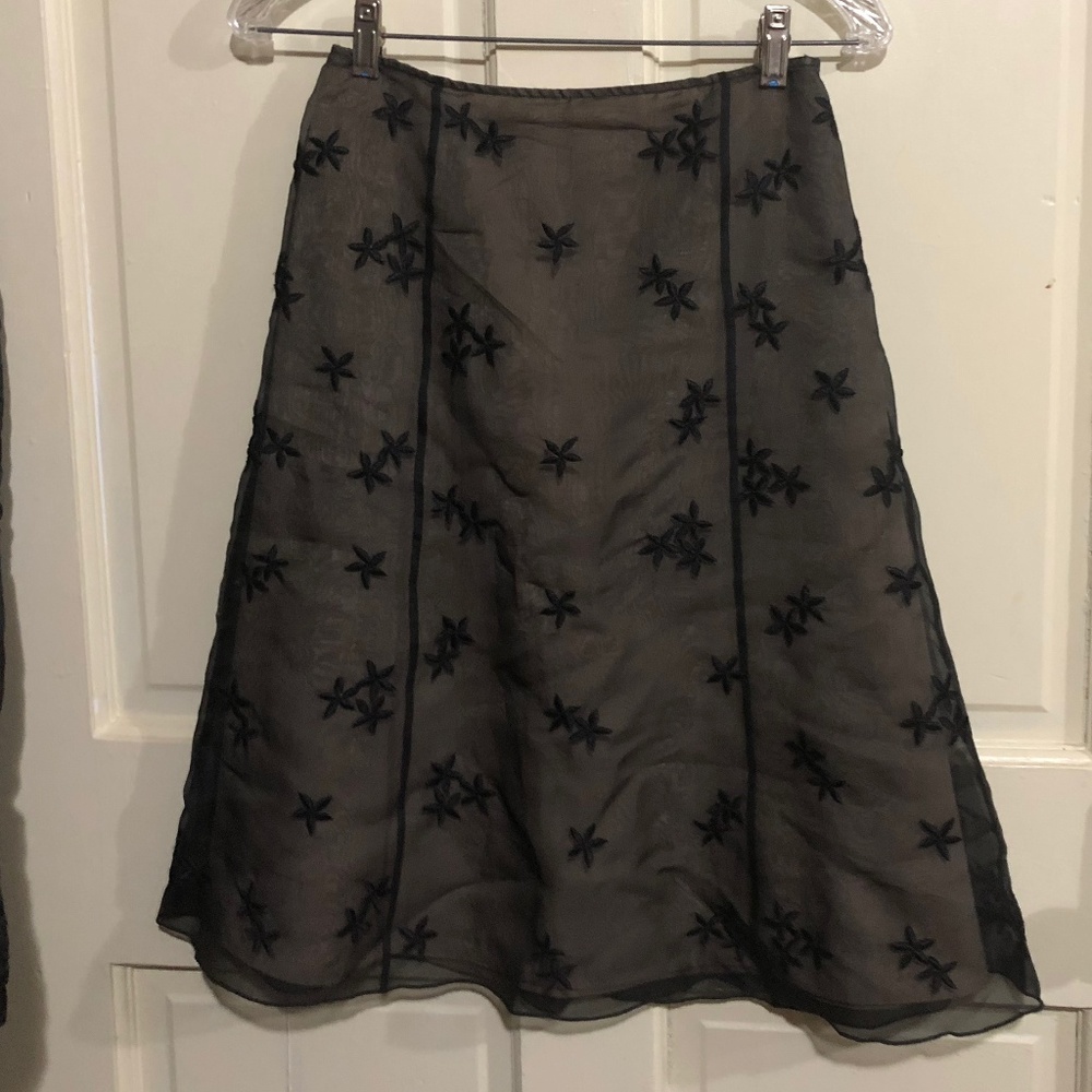 Talbots Sheer Lace Silk Overlay Skirt size 2P